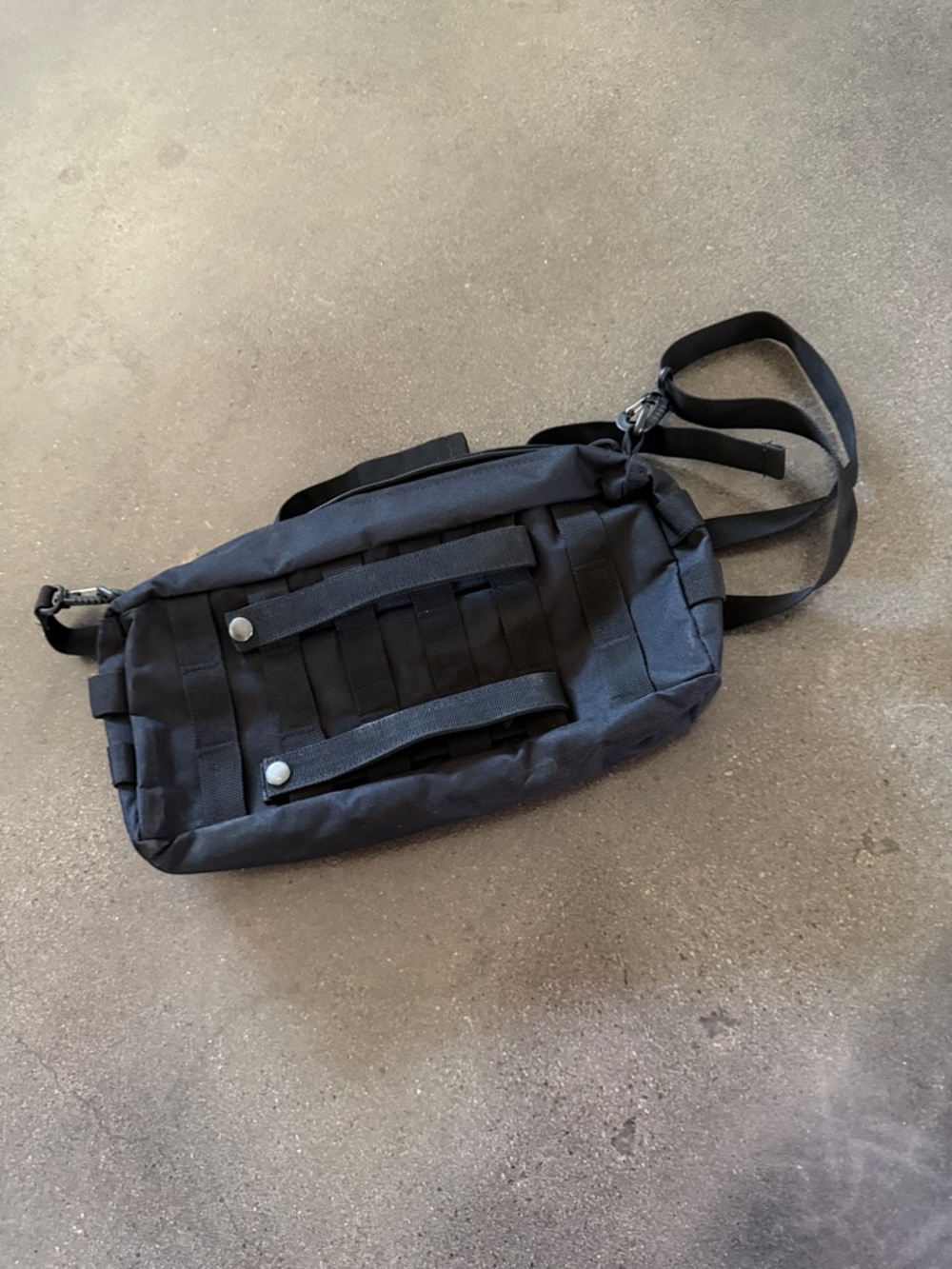 Men's Black Tactical Sling Belt Bag with MOLLE Webbing